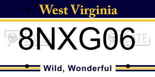 8NXG06 West Virginia License Plate