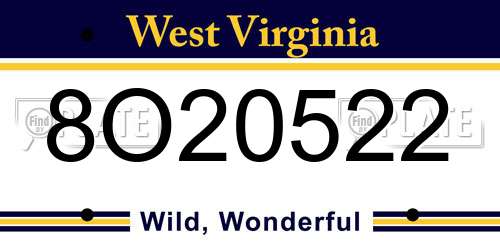 8O20522 West Virginia License Plate