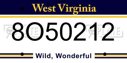 8O50212 West Virginia License Plate