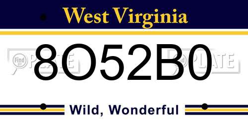 8O52B0 West Virginia License Plate