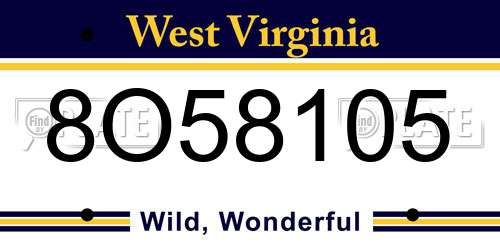 8O58105 West Virginia License Plate