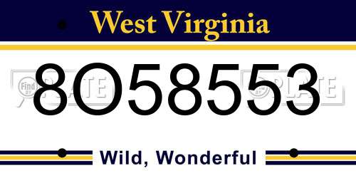 8O58553 West Virginia License Plate