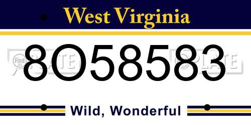 8O58583 West Virginia License Plate