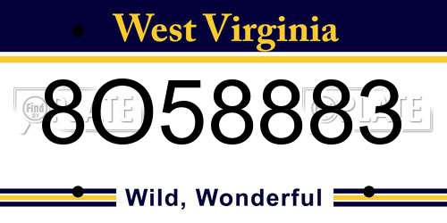 8O58883 West Virginia License Plate