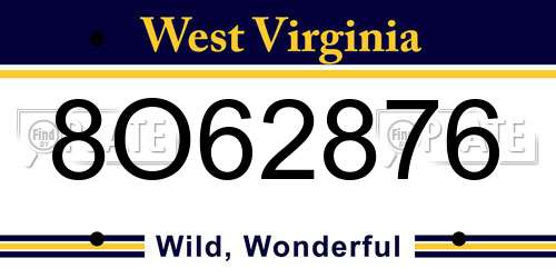 8O62876 West Virginia License Plate