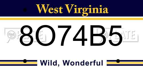 8O74B5 West Virginia License Plate