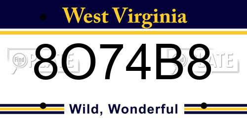 8O74B8 West Virginia License Plate