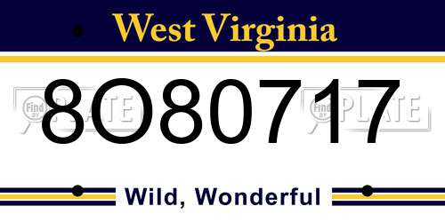 8O80717 West Virginia License Plate