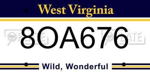 8OA676 West Virginia License Plate