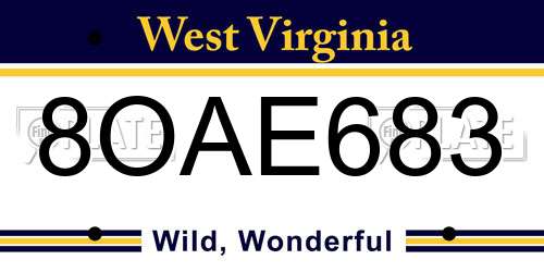 8OAE683 West Virginia License Plate