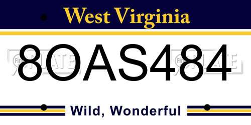 8OAS484 West Virginia License Plate