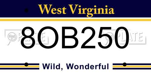 8OB250 West Virginia License Plate