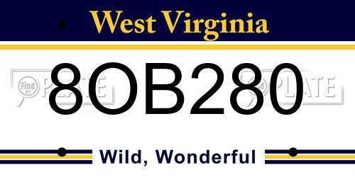 8OB280 West Virginia License Plate