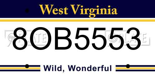 8OB5553 West Virginia License Plate
