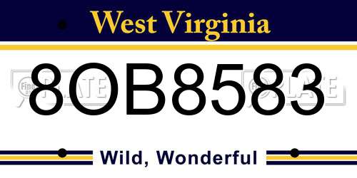 8OB8583 West Virginia License Plate