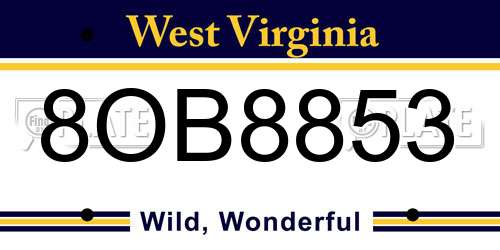 8OB8853 West Virginia License Plate