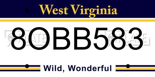 8OBB583 West Virginia License Plate