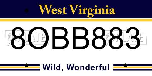 8OBB883 West Virginia License Plate
