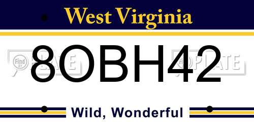 8OBH42 West Virginia License Plate