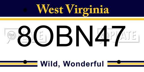 8OBN47 West Virginia License Plate