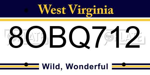 8OBQ712 West Virginia License Plate