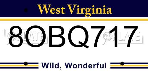 8OBQ717 West Virginia License Plate