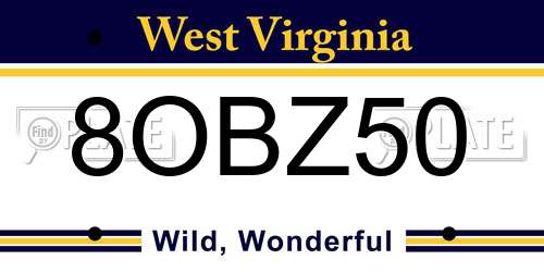 8OBZ50 West Virginia License Plate