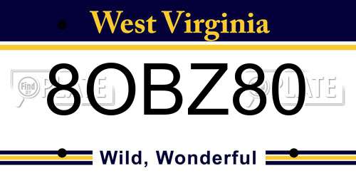 8OBZ80 West Virginia License Plate