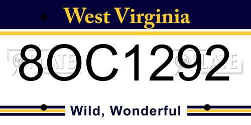 8OC1292 West Virginia License Plate