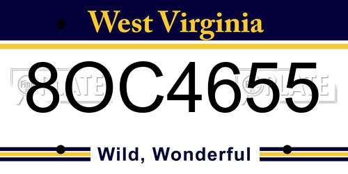 8OC4655 West Virginia License Plate