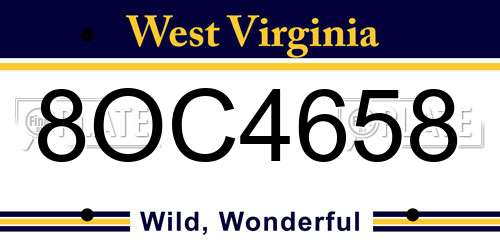 8OC4658 West Virginia License Plate