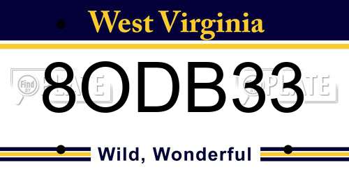 8ODB33 West Virginia License Plate