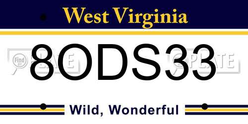 8ODS33 West Virginia License Plate