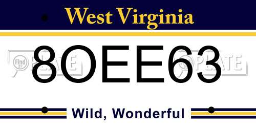8OEE63 West Virginia License Plate