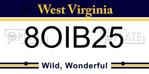8OIB25 West Virginia License Plate