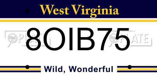 8OIB75 West Virginia License Plate