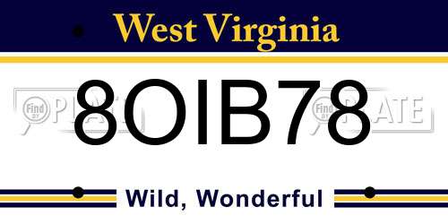 8OIB78 West Virginia License Plate