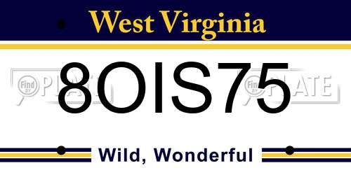 8OIS75 West Virginia License Plate
