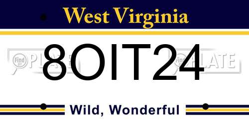 8OIT24 West Virginia License Plate