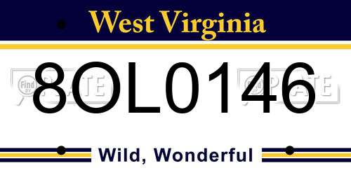 8OL0146 West Virginia License Plate