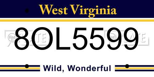 8OL5599 West Virginia License Plate