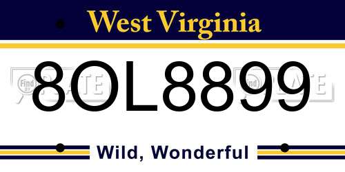 8OL8899 West Virginia License Plate
