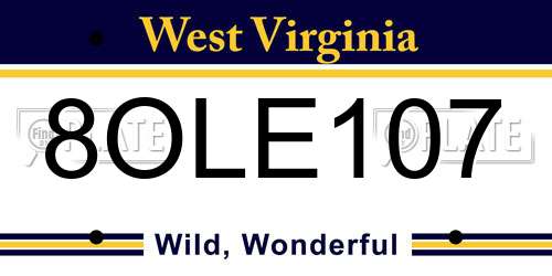8OLE107 West Virginia License Plate