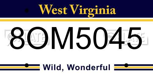 8OM5045 West Virginia License Plate