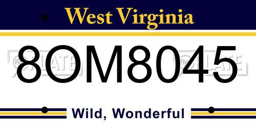 8OM8045 West Virginia License Plate