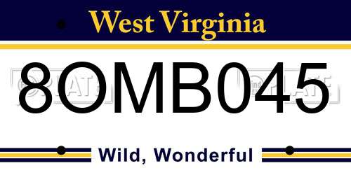 8OMB045 West Virginia License Plate