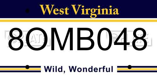 8OMB048 West Virginia License Plate
