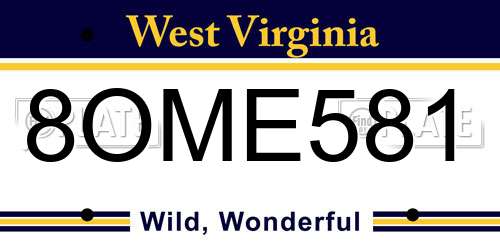 8OME581 West Virginia License Plate