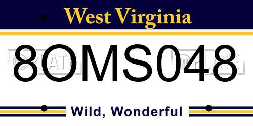 8OMS048 West Virginia License Plate