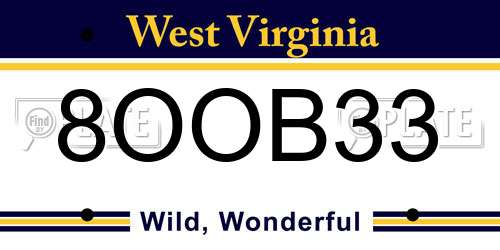 8OOB33 West Virginia License Plate